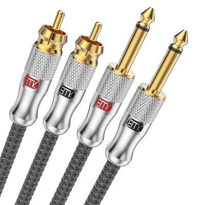 RCA to 1/4 Cable, Dual RCA to Dual 1/4 inch TS Stereo Audio Interconnect Cabl...