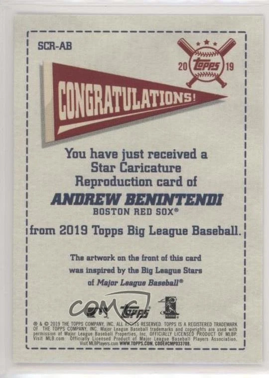 2019 Topps Big League Star Caricatures Reproductions Andrew Benintendi #SCR-AB - Image 2 of 2