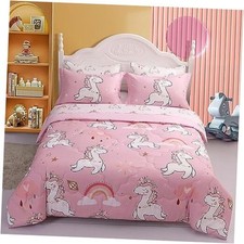 Kids Comforter Set Bed in A Bag Size 7 Piece Cute Unicorn Queen Pink Unicorn