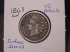 1863 CN INDIAN HEAD CENT VG DETAILS POPULAR DATE SHIPS FREE