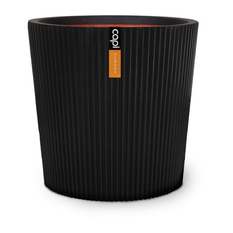 Vase conique Capi Europe Groove NL noir 36 x 34 cm grand pot de fleurs extérieur intérieur
