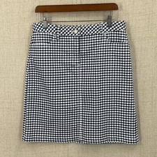 Talbots Skirt Women 10 Navy Blue White Gingham A-Line Preppy Classic Nautical