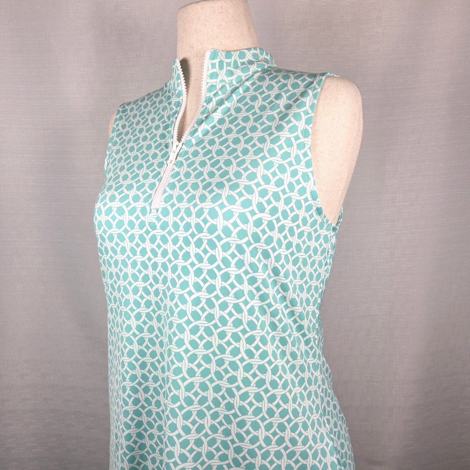Tommy Bahama Active Golf Pickleball Dress Sleeveless Aqua White Size L Resort