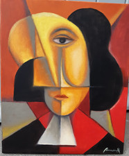 " L'avocat " Tableau CUBISTE HUILE sur toile signée Bonnarel