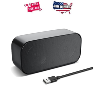 Wired USB PC Speaker Stereo Soundbar for Laptop Desktop Mini Plug and Play Black