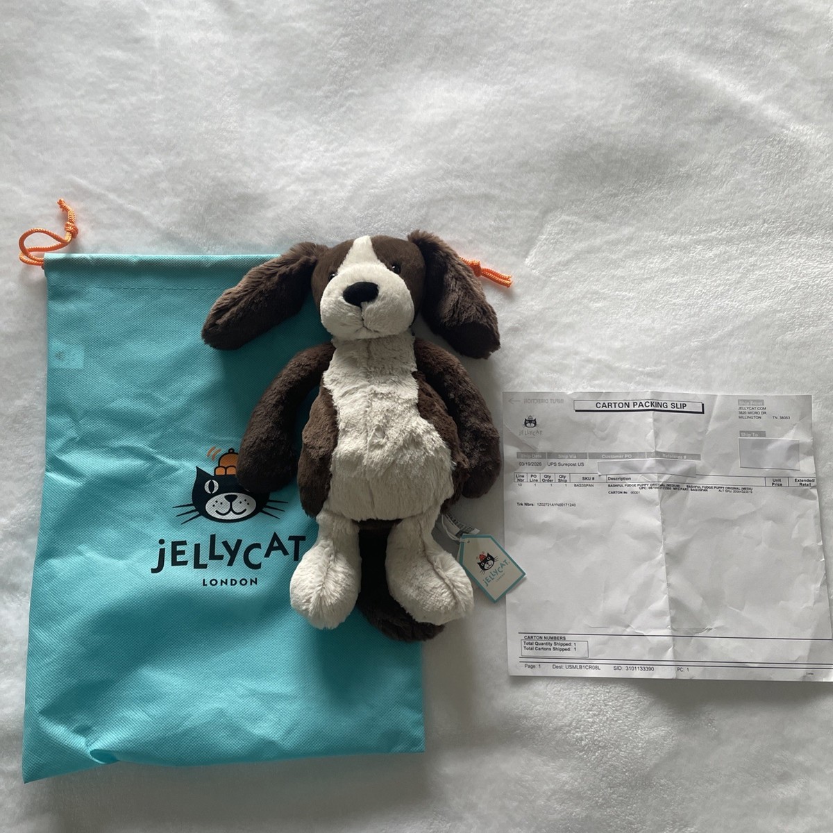 Jellycat BASHFUL FUDGE PUPPY -Medium 12