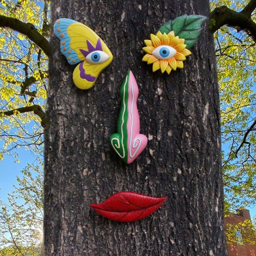 Arbres Visages Décor Extérieur Mignon Coloré Papillon Drôle Résine Arbres OB - Imagen 7 de 12