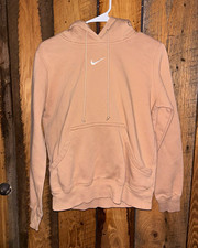 Nike Women s Beige Pullover Hoodie S Logo Pockets Long Sleeve Regular