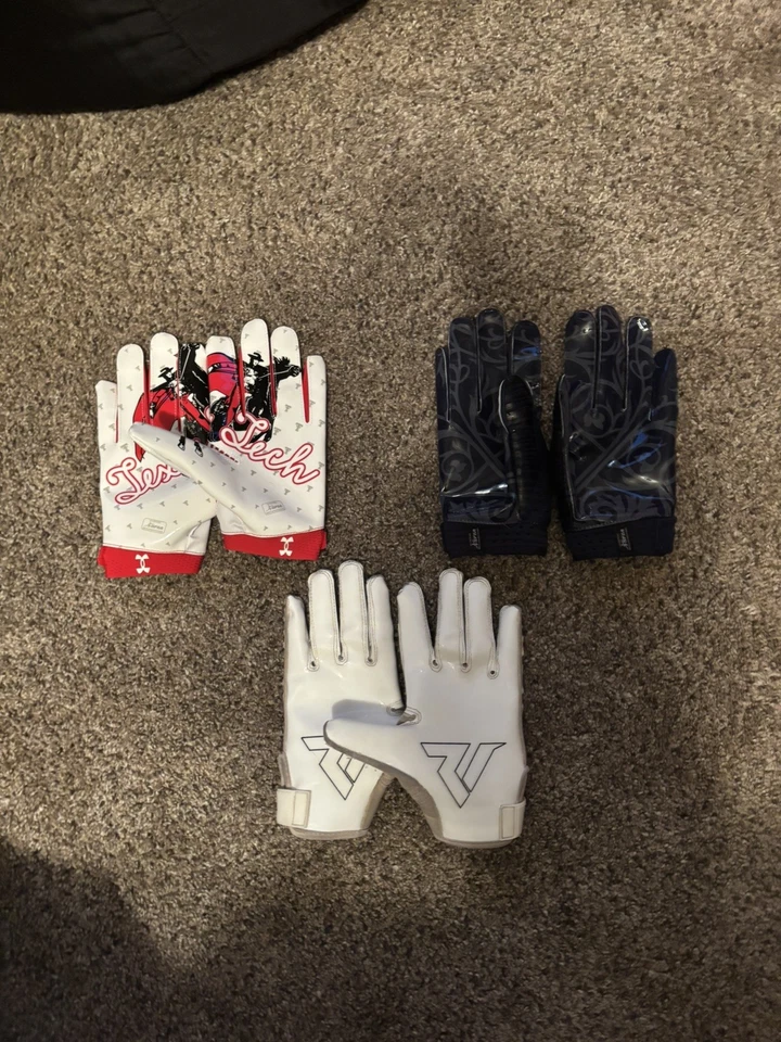 Lote de guantes de fútbol americano universitario + Rivel emitidos por el equipo - Notre Dame, Texas Tech☘️🏇🩻 Foto 4 de 4
