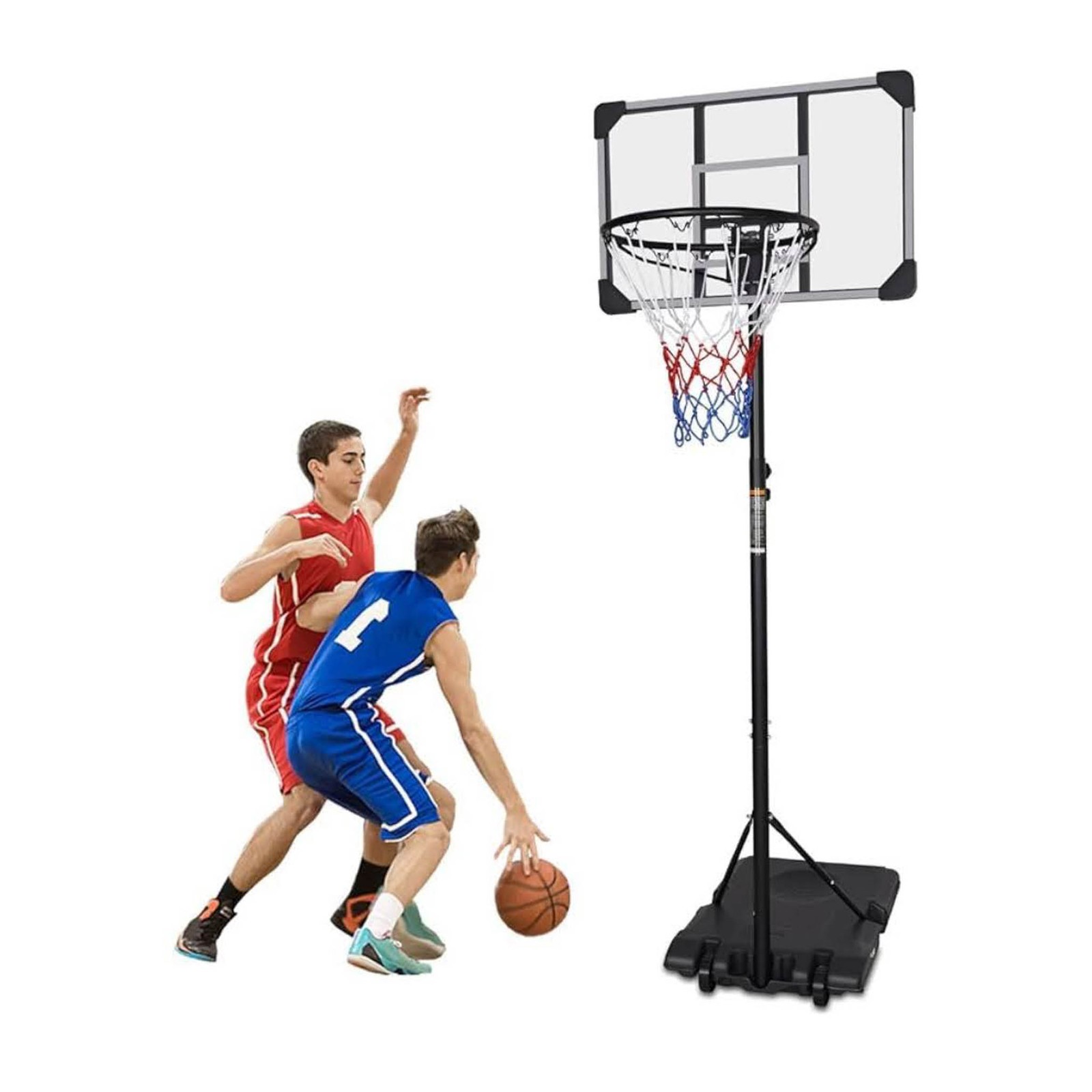 GYMFLEX Fitness Cesta de Baloncesto Exterior, Soporte de Baloncesto Ajustable en Altura