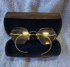 Vintage Estate 10-12k Gold Eye Glass Frames Bifocal for parts Eyeglasses Case