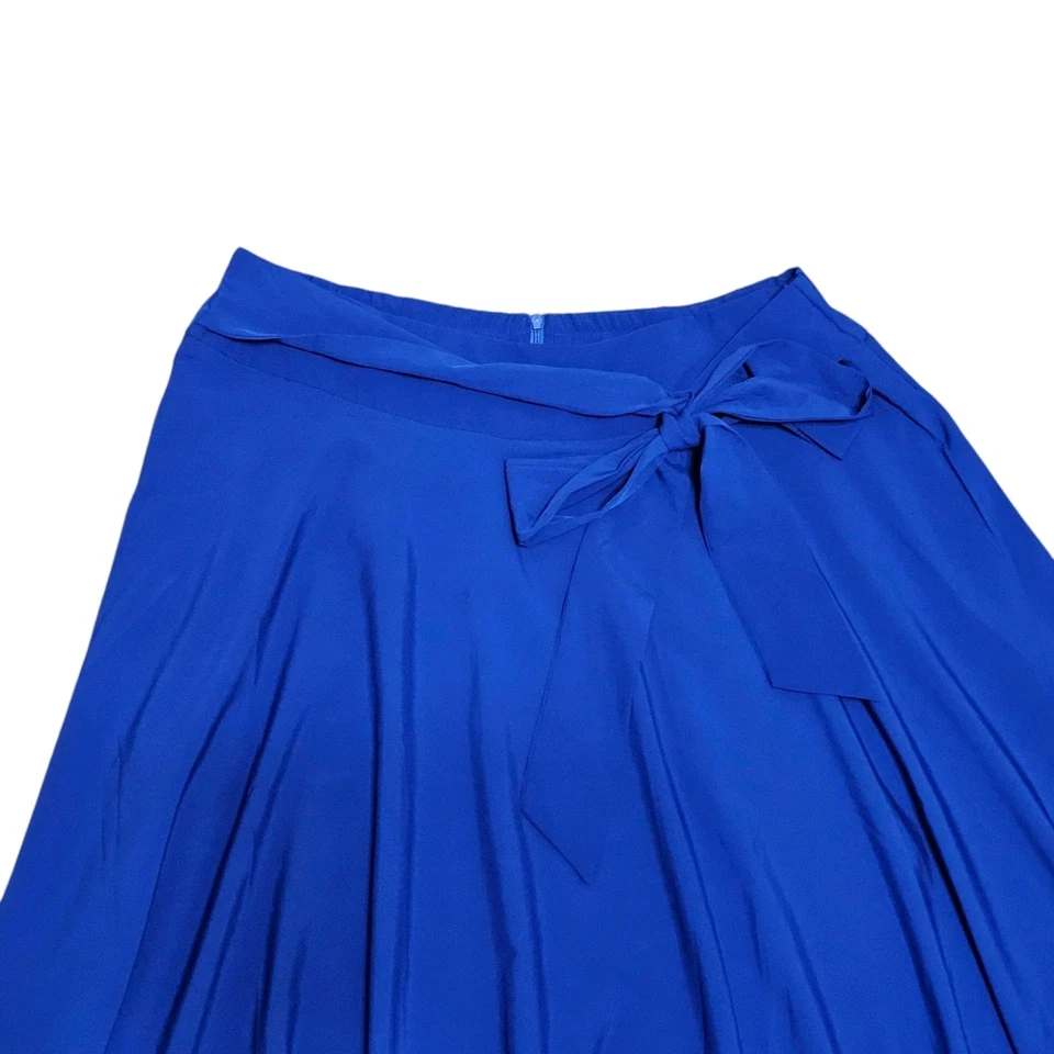 Falda midi Belle Poque para mujer azul real con lazo en la cintura y cremallera - talla 2XL Foto 2 de 4