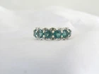 Vintage Sterling Silver 925 Brazilian Teal Apatite Green Diamond Band Ring 7