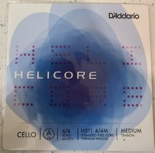 D'Addario Helicore Cello A String, 4/4 Scale, Medium Tension Titanium Wound.