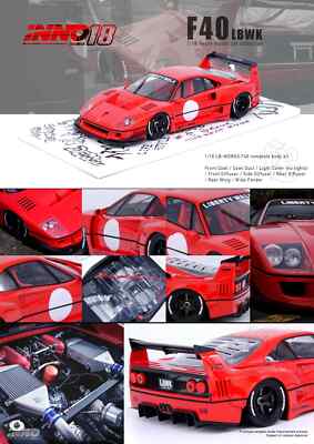 INNO64 1:18 LBWK Ferrari F40 Red - Resin Model | eBay