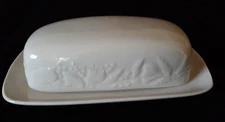 Lynn's China Orion White Butter Dish fruit embossed FREE SHIP