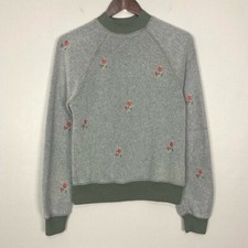 Anthropologie T.la Embroidered Fleece Sweatshirt Women  s Size XS Floral Cozy