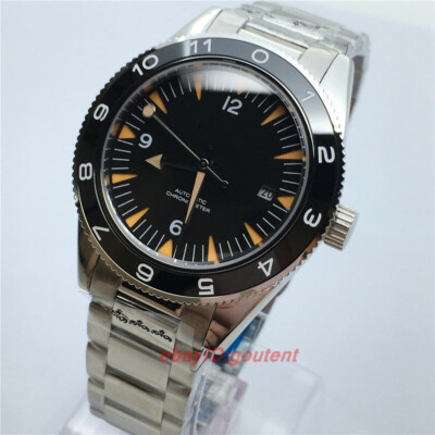 41mm CORGUET Black dial Ceramic bezel Sapphire Exhibition Automatic mens Watch 1