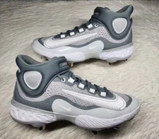 Size 7 Nike Alpha Huarache Elite 4 Mid Baseball Cleats Gray DJ6520-012 Mens