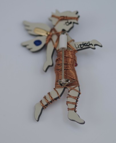 LIZTECH ARTISAN JEWELRY 2006 WOODLAND SPRITE BROOCH ELF - Picture 2 of 4