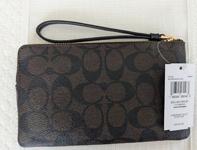 COACH Large Corner Zip Wristlet Signature Canvas CS438 IM/Brown