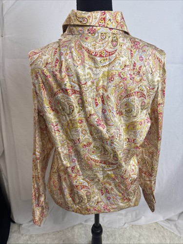 Chaps Yellow Floral Fitted Slimming Defined Waist Polished No-Iron Button Shirt - Picture 2 of 2