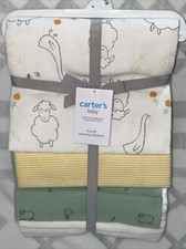 Carters Baby 4 Pack Baby Unisex Infant Receiving Blankets Lambs Stripes Neutral