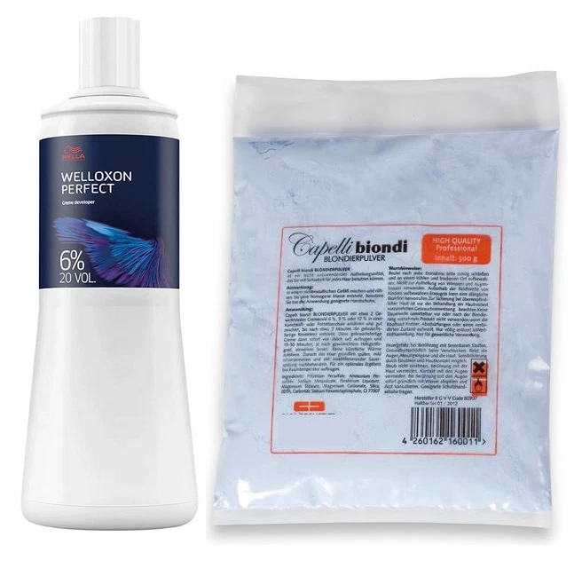 Wella Welloxon Perfect Creme Oxydant 1000ml + Capelli Biondi Blondierpulver 500g