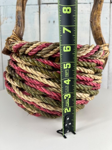 Fall Woven Basket Grapevine Crooked Wood Handle Basket 16" x 8" Harvest Decor - Picture 7 of 24