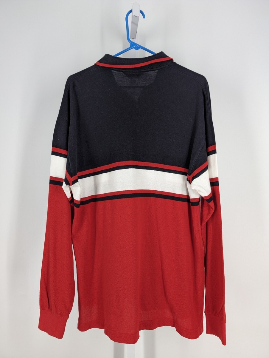 Fila Vintage 80s Red White Blue LS Polo Shirt NOS 44