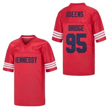 Men's Prodigy 95 Hennessy Queens Bridge Red Football Jersey Sewn Stitched Shirt