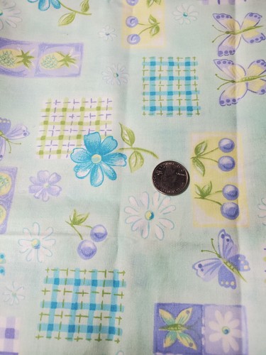 1 Yd Berry Flowers Butterflies Mini Blocks Garden Fabric Quilt Sewing Spectrix - Picture 2 of 3