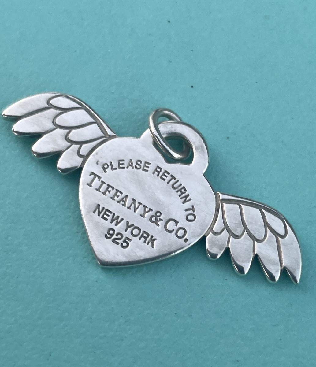 Tiffany & Co. Silver Angel Return T&co Heart Tag Wings Charm