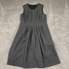 Banana Republic Shift Dress Sz 0 Gray Pleated Wool Sleeveless Knee Length Lined
