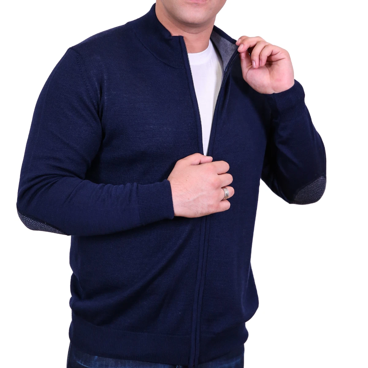 Men s Navy Blue Cardigan from Merino Wool