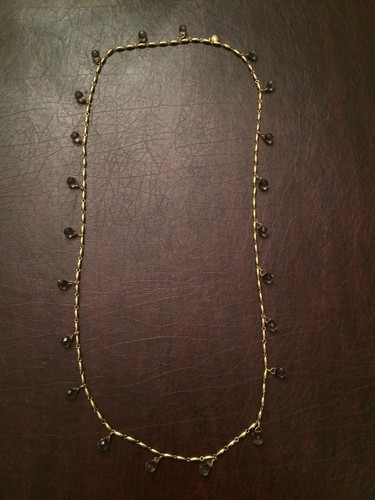 Collar de colección J CREW cuentas de oro facetado cuarzo ahumado lágrimas de cristal 45" Usado en excelente estado - Imagen 4 de 4