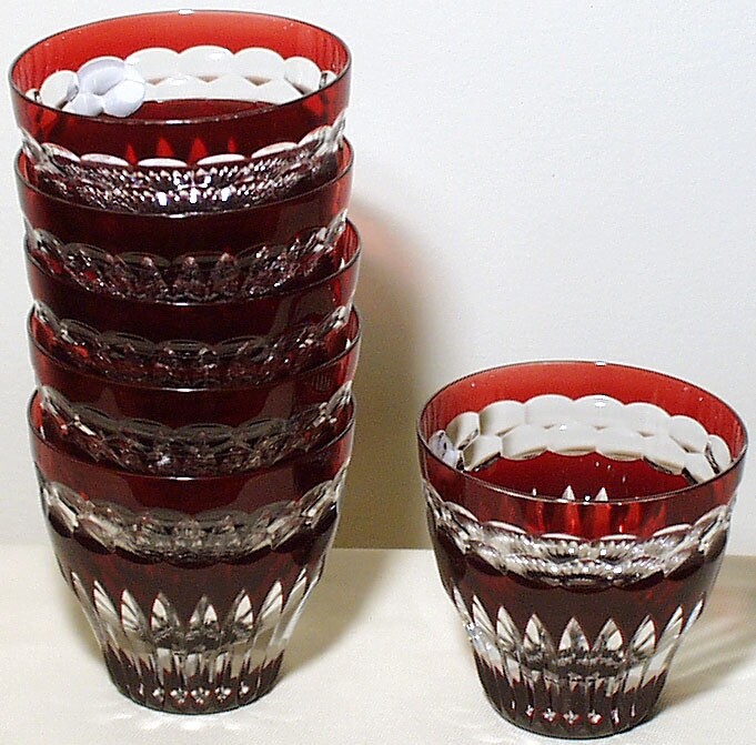 Ajka Intricate Style Hungarian Red Crystal DOF Glasses (Set of 6) (NEW)