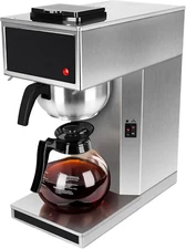 12-Cup Pourover Commercial Coffee Maker Brewer with Glass Carafe and Warmers- 12