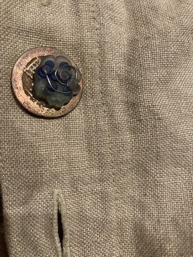 Vintage AMAZING Art to Wear Lee Andersen Oatmeal Linen Duster Buttons Handpaint - Picture 7 of 23