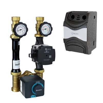Pumpengruppe für Zentralheizung mit 3 Wege Mischer und Grundfos UPM3 Hybrid 25/7