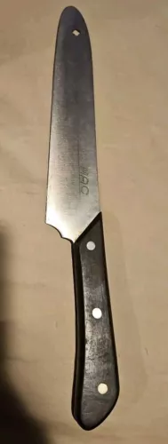 Vintage Mac Wooden Handle Stainless Steel Chef's Knife 14.25 inches long