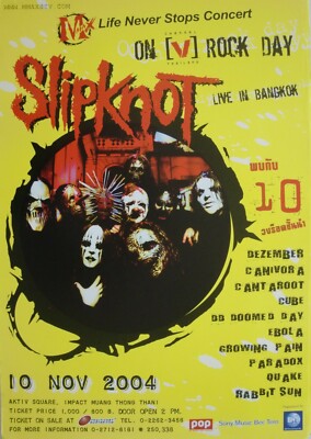 SLIPKNOT 2004 BANGKOK, THAILAND CONCERT TOUR POSTER - Heavy / Nu