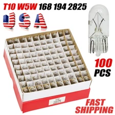 Bulk Box of 100 194 T10 Clear Wedge Incandescent Instrument Panel Light Bulbs 3W