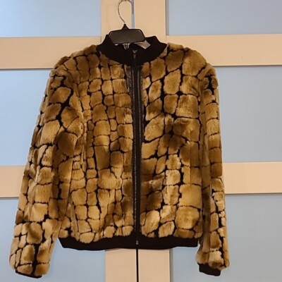 Moda International Faux Fur Dark And Light Brown Coat Size Medium