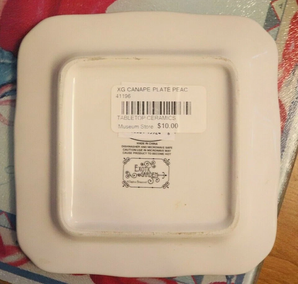 Plato cuadrado de 5" de cachemira verde, azul y dorado International EXOTIC GARDEN CERTIFICADO Foto 2 de 4