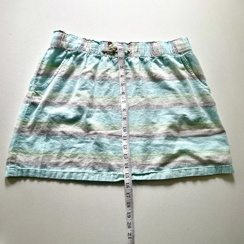 Patagonia Women’s M Striped Skirt Blue Green Drawstring Waist Pockets Casual - Image 4 of 4
