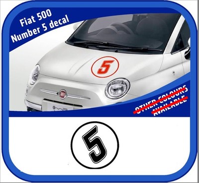 Brand New And Unused Fiat 500 Number 5 Decal Badge In Black Ebay