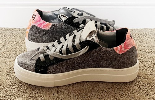 NWT P448 LEATHER LACE UP MULTICOLOR SNEAKERS SIZE: 36 - Picture 4 of 11