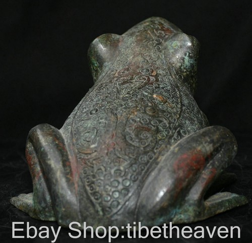 6.4" Old Chinese Bronze Ware Dynasty Palace Toad frog inscription Sculpture - Picture 8 of 11