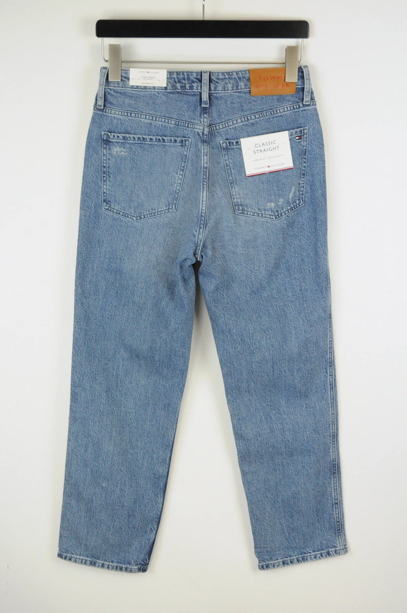 TOMMY HILFIGER Classic Straight Cropped High Waist Jeans Womens W27 Ripped